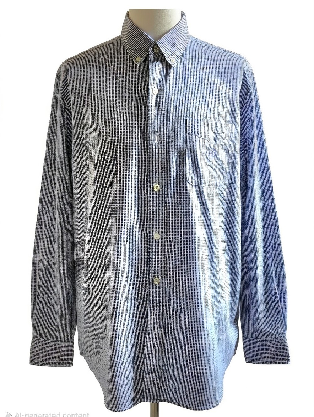 Chaps Blue and White Gingham Button-Down Shirt